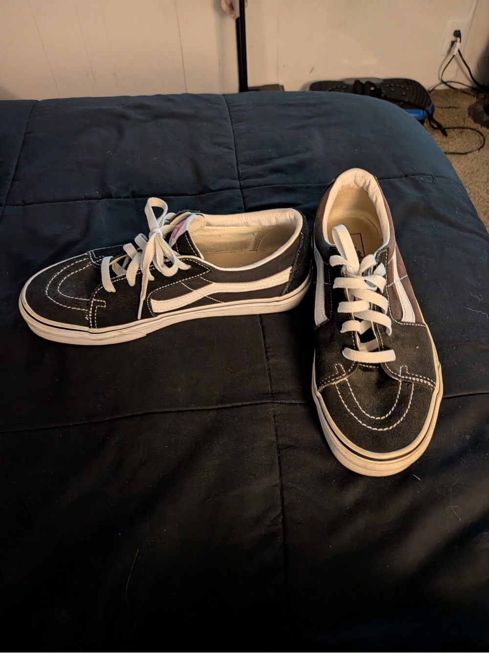 Black Canvas Low-Top Skate Sneakers with White Stripe